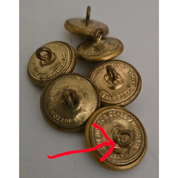 Vintage Military Buttons Lot of 6 by Waterbury Button Co - Picture 7 of 8
